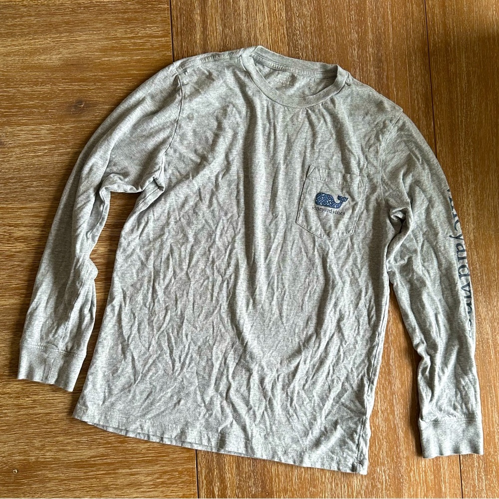 Vineyard Vines Boys’ Hockey Whale Long Sleeve Gray T-Shirt